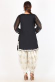Organza Black Embroidered Straight Cut Dhoti Suit