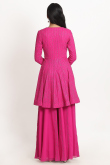 Rani Pink Georgette Embroidered Frock Style Sharara Suit 