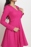 Rani Pink Georgette Embroidered Frock Style Sharara Suit 