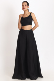 Black Organza Embroidered Jacket Style Palazzo Suit