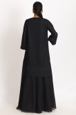 Black Organza Embroidered Jacket Style Palazzo Suit