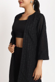 Black Organza Embroidered Jacket Style Palazzo Suit