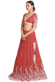 Cherry Red Georgette Embroidered A Line Lehenga 