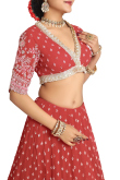Cherry Red Georgette Embroidered A Line Lehenga 