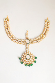 Alloy Dark Green Beads Embellished Bridal Set 
