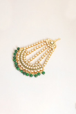Alloy Dark Green Beads Embellished Bridal Set 