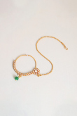 Alloy Dark Green Beads Embellished Bridal Set 