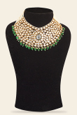 Alloy Dark Green Beads Embellished Bridal Set 