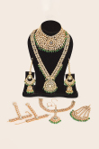 Alloy Dark Green Beads Embellished Bridal Set 