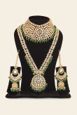 Alloy Dark Green Beads Embellished Bridal Set 