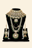 Kundan Embellished Alloy Bottle Green Bridal Set 