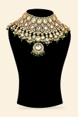 Kundan Embellished Alloy Bottle Green Bridal Set 