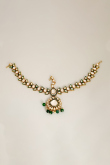 Kundan Embellished Alloy Bottle Green Bridal Set 