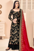 Woven Zari Jacquard Dark Black Trouser Suit