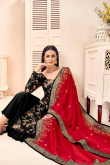 Woven Zari Jacquard Dark Black Trouser Suit