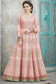 Lovely Georgette Anarkali Suit In Pastel Pink Color With Resham Embroidered