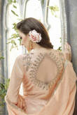 Resham Embroidered Georgette Net Salmon Pink Anarkali Suit