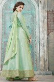 Elegant Light Green Georgette Anarkali Suit With Resham Work