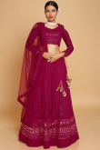 Lehenga in Ruby Pink Georgette for Sangeet with Zari embroidery