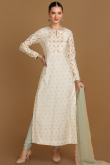Embroidered Silk Cream Churidar Suit for Wedding & Party
