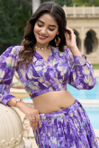 Violet Purple Georgette Printed Ready to Wear Flared Style Lehenga