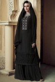 Black Faux Silk Sharara Suit