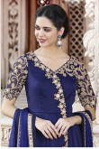 Gorgeous Slub Georgette Anarkali Suit in Berry Blue Color With Resham Embroidered