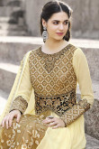 Lovely Cotton Anarkali Suit in Cream Color With Resham Embroidered