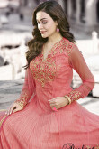 Resham Embroidered Dupion Silk Brink Pink Anarkali Suit