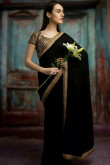 Black Party Wear Embroidered Georgette Saree for Eid