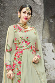 Anarkali Suit in Tea Green Color with Resham Embroidered