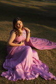 Satin And Georgette Lavender Pink Indo Western Saree