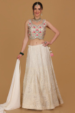 White Georgette Embroidered Lehenga