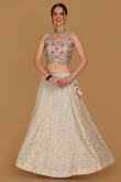 White Georgette Embroidered Lehenga