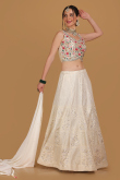 White Georgette Embroidered Lehenga