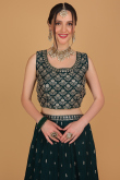 Bottle Green Georgette Embroidered Lehenga