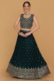 Bottle Green Georgette Embroidered Lehenga