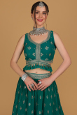 Turquoise Green Georgette Embroidered Lehenga