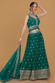 Turquoise Green Georgette Embroidered Lehenga
