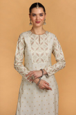 Embroidered Silk Cream Churidar Suit for Wedding & Party