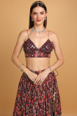 Lehenga for Wedding Wear in Georgette Wine Maroon with Resham Work