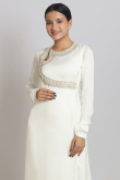 Off White Satin Embroidered Angrakha Suit With Churidar 