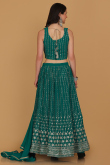 Turquoise Green Embroidered Georgette Lehenga