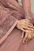 Anarkali Suit In Misty Rose Color With Resham Embroidered