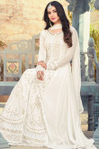  Anarkali Suit In White Color With Resham Embroidered