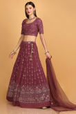 Lehenga in Mauve Mauve Georgette for Party Wear with Thread Work