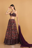 Lehenga for Wedding Wear in Georgette Wine Maroon with Resham Work