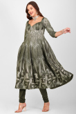 Noor Olive Green Anarkali Suit with Gota Patti Embroidery