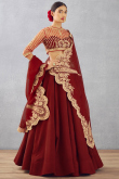 Dark Maroon Silk Flared Lehenga