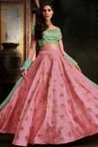 Pink with Green Georgette Lehenga with Georgette Choli
